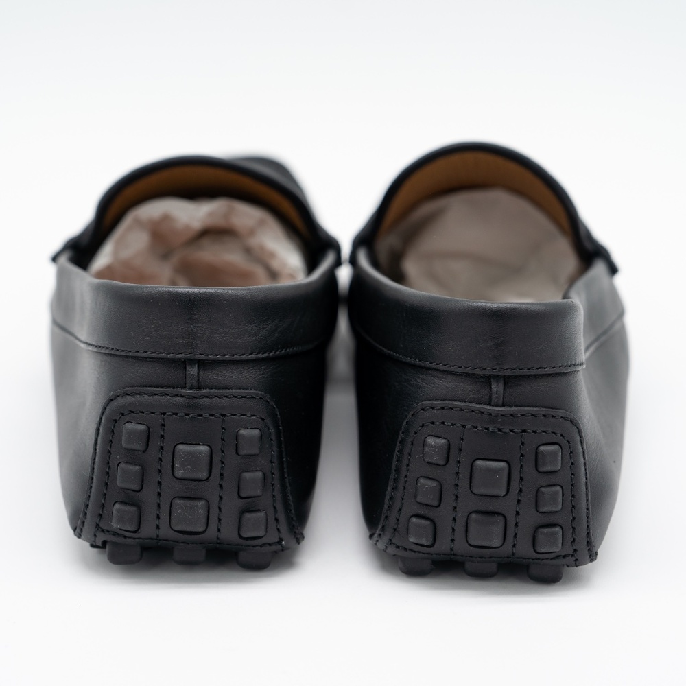 size 13G 13.5 US Gucci GG Leather Moccasin Driver Black Loafers Leather Cut Out - Picture 5 of 11
